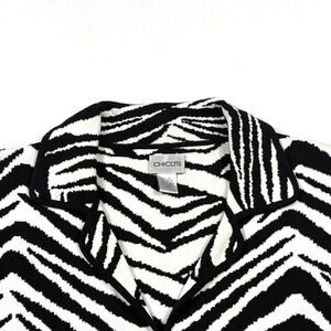 Women's CHICO'S Zebra-Print Style Silk Blend Jacket Black & White Size 2‎ (M/L)